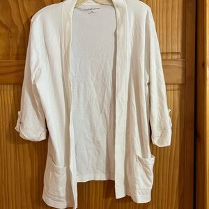 croft & barrow Cream Open-Front Lightweight Blazer Cardigan